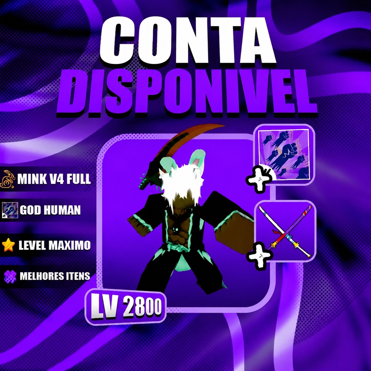 「🐰」 Mink Full V4 + Godhuman + Level Máximo