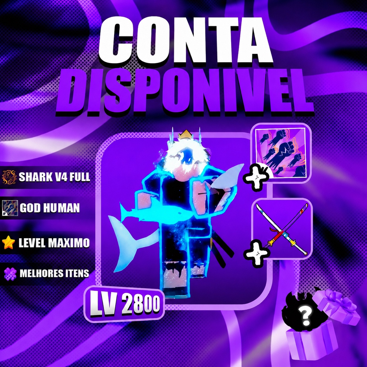 「🦈」 Shark Full V4 + Godhuman + Level Máximo