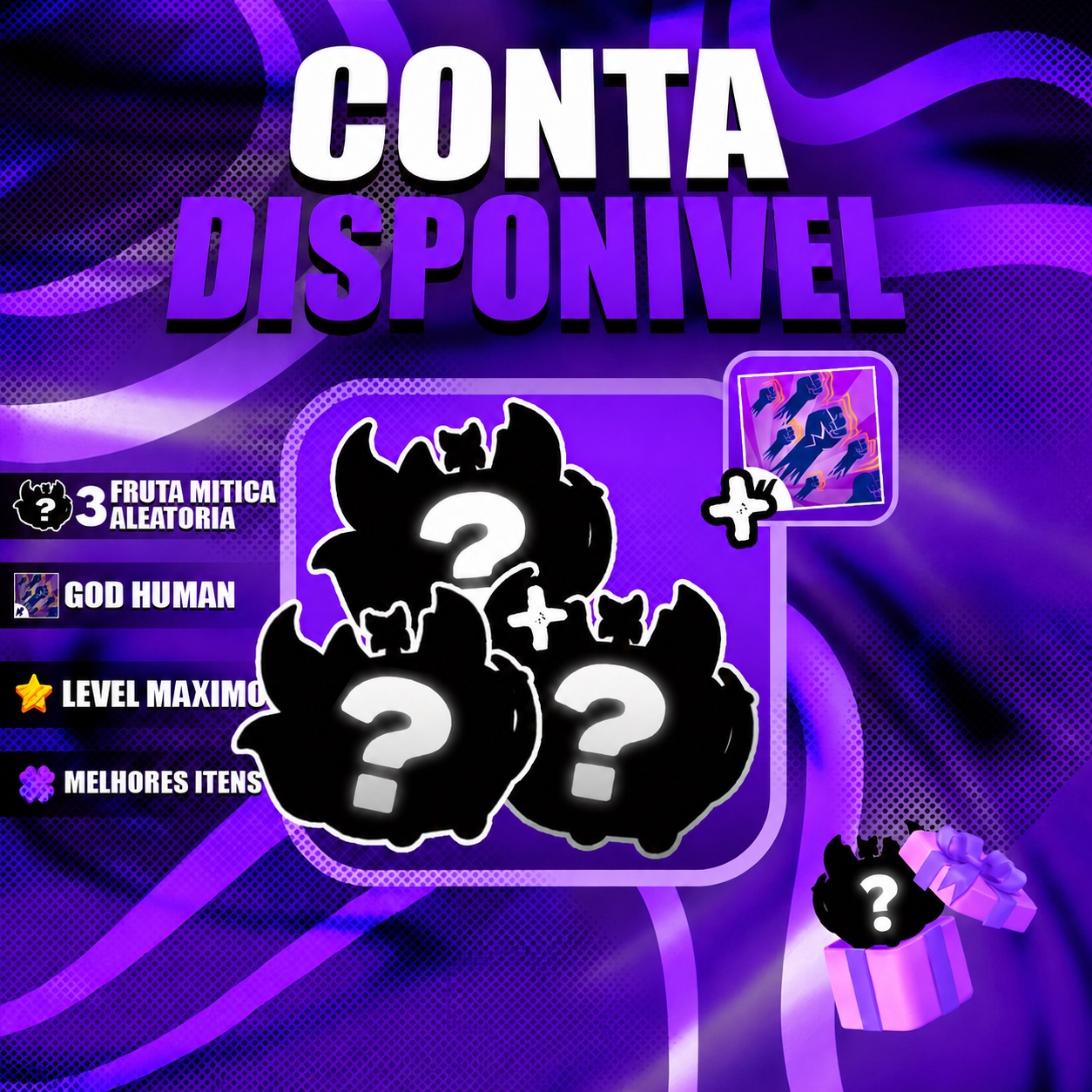 3 FRUTAS MÍTICAS ALEATÓRIAS + GODHUMAN + LEVEL MÁXIMO