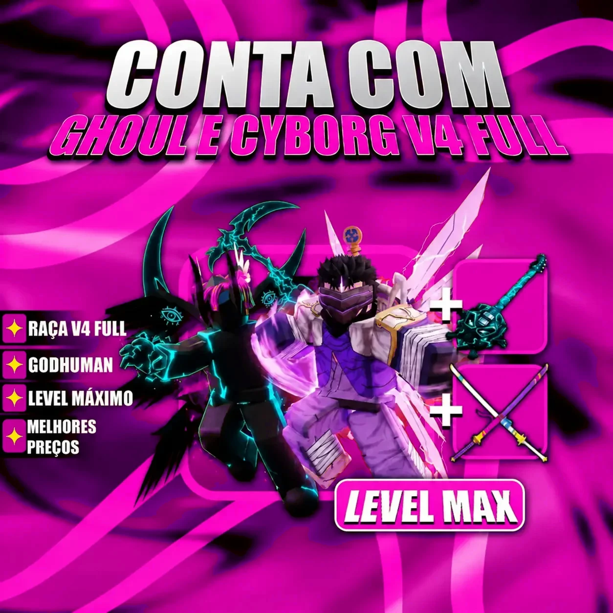 『 🧬 』 GHOUL E CYBORG V4 FULL + GODHUMAN + LEVEL MÁX