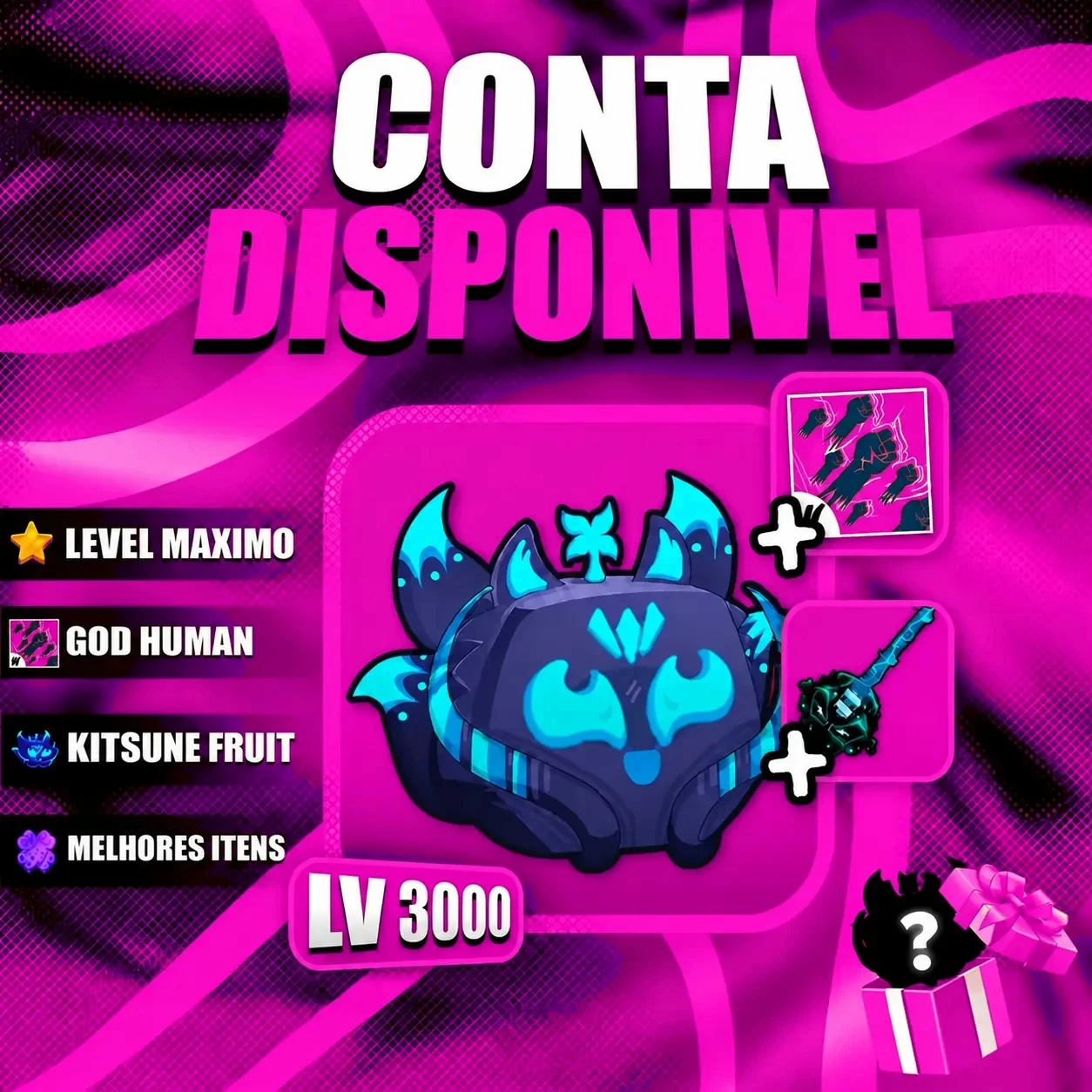 『 🦊 』 KITSUNE FRUIT + GODHUMAN + LEVEL MÁX